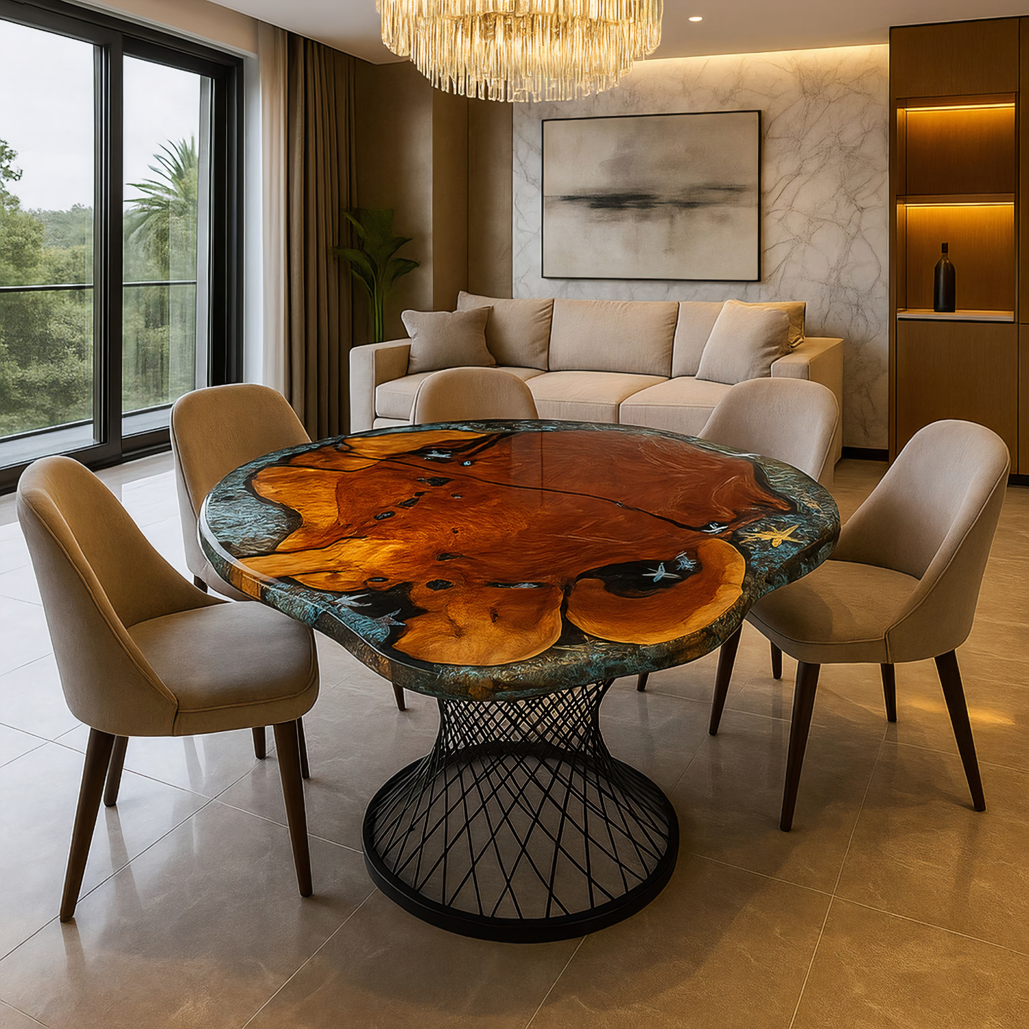 Epoxidharztisch aus Wacholderholz – Modell Nilo