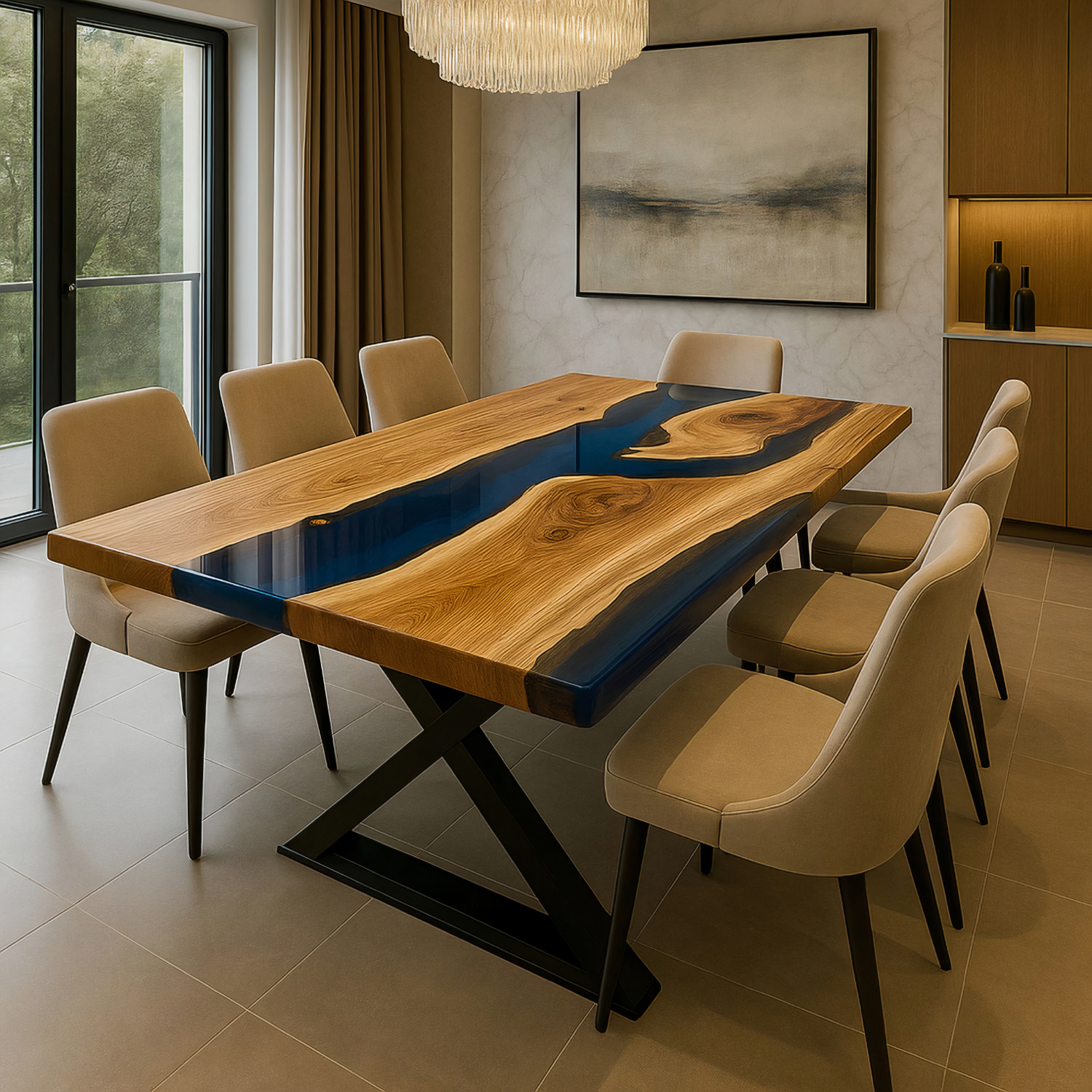 Epoxidharztisch aus Kastanienholz – Modell Heritage