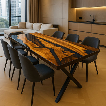 Epoxidharztisch aus Kastanienholz – Modell Brunel