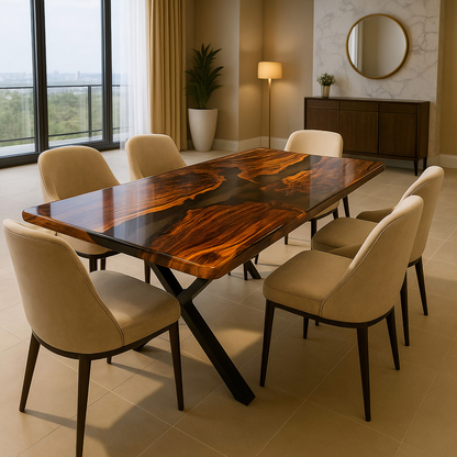 Epoxidharztisch aus Kastanienholz – Modell Valento