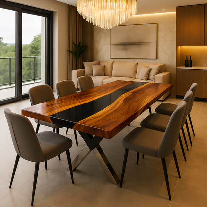 Epoxidharztisch aus Walnussholz – Modell Brano